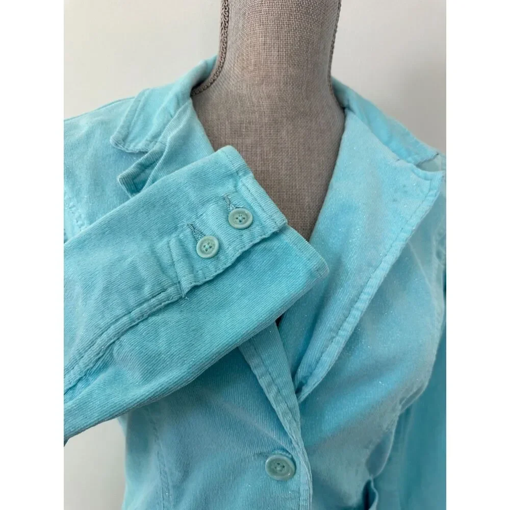 Y2k Vintage Light Pastel Blue Corduroy Blazer Jacket Soft Girl size Girls 16/18